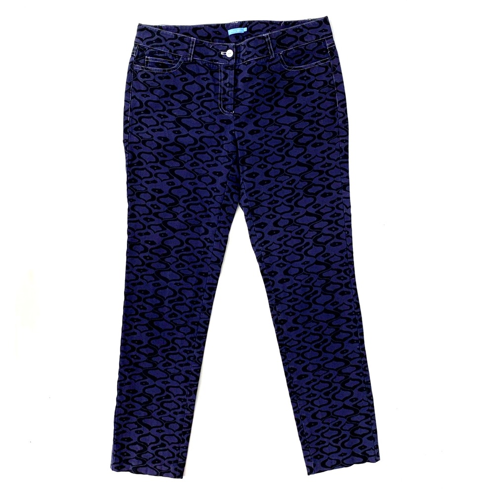 J MCLAUGHLIN Womens Size 8 Cotton Blend Purple Black Abstract Ankle Pants‎